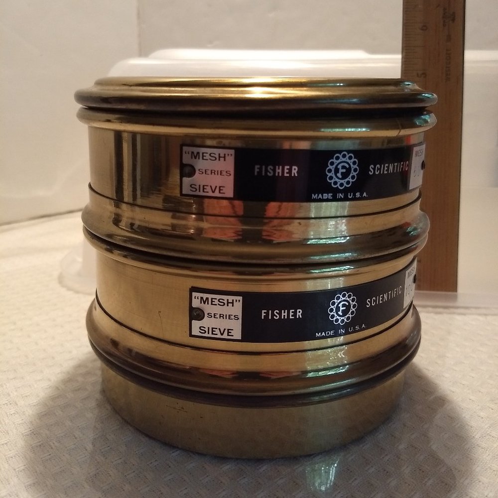 Fisher Scientific Mesh Series 2 Sieves Base & Lid (4 pieces) Steampunk anyone?